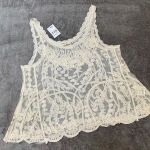 Taylor & Sage Sheer White Lace Sleeveless Blouse
